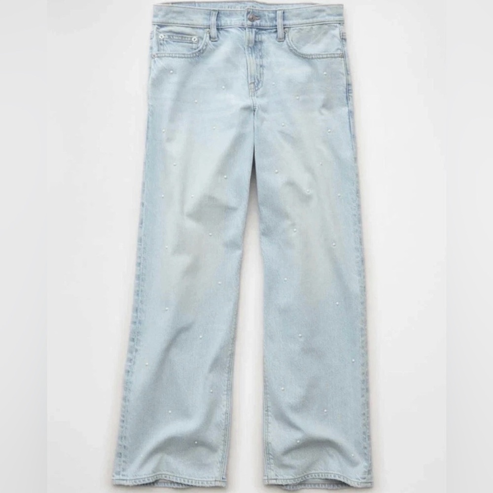 American Eagle AE Pearl Embellished Strigid High-Waisted Stovepipe Jean Sz 4 NWT - Picture 2 of 7